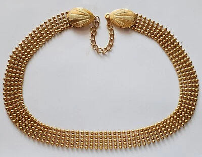 VINTAGE AUTHENTIC GOLD TONE METAL CHAIN BEADED WOMENS BELT - Image 1 of 4