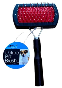 Deluxe Dog & Cat Brush - Wooden Handle - Sturdy Fingers for Any Size Pet - Picture 1 of 4