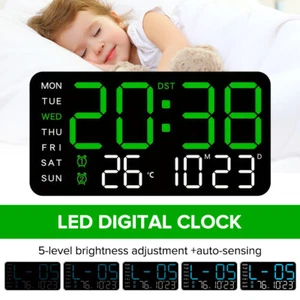 Digital Large LED Display Screen Temperature Desk dimming USB Snooze Alarm Clock - Picture 1 of 14