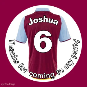 Camisa de fútbol personalizada pegatinas cumpleaños fiesta Claret West Ham Villa - 592 - Imagen 1 de 3