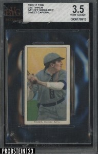 T206 Joe Tinker Bat Off Shoulder HOF Chicago Sweet Caporal 350 Subjects BVG 3.5