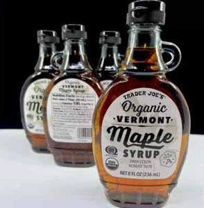 Trader Joes ORGANIC Vermont Maple Syrup 100% Pure 8oz Authentic Robust Flavor - Picture 1 of 2