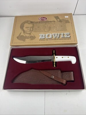 Case XX Hunter Bowie Fixed Blade White Handle Knife Leather Handle NOS ~ RARE - Image 1 of 4