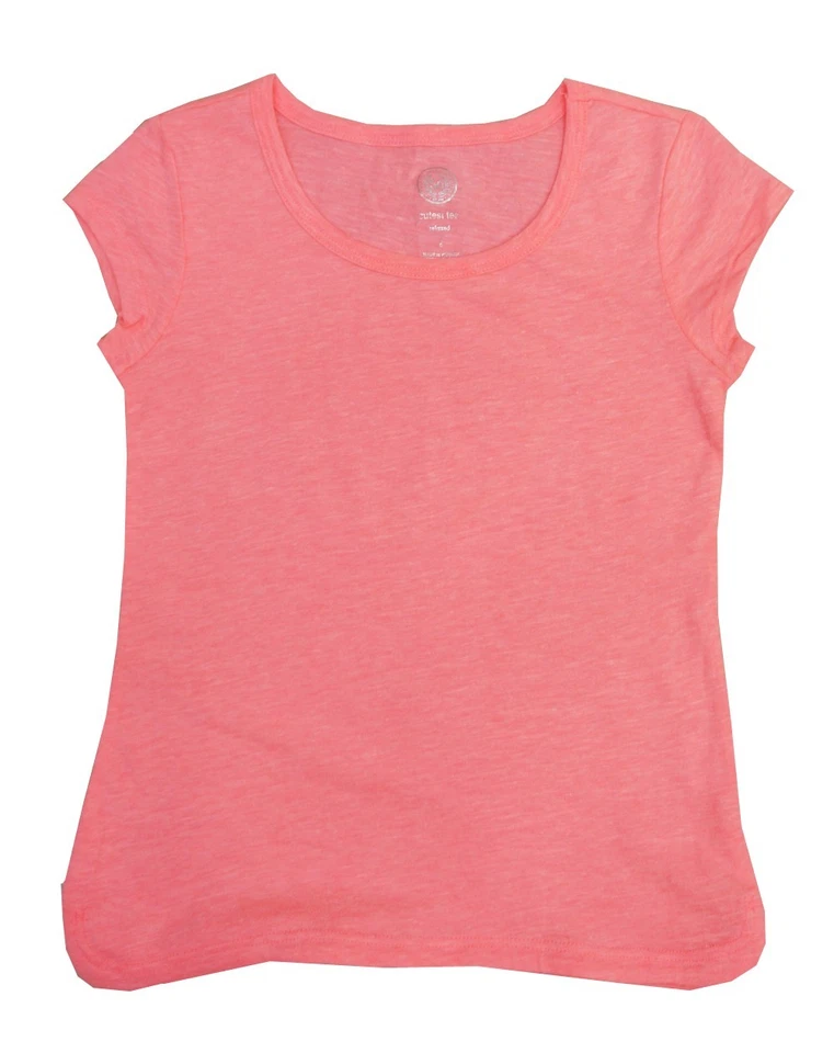 SO Coral Solid Crew Neck Short Sleeve Tee Shirt Big Girls Youth Sz 6-14 - Image 1 of 1