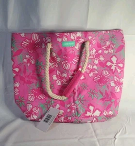 NWT One 'N Only Tote Pink Bag W/ Rope Handles Inner Zipper Pocket Button Close  - Picture 1 of 8