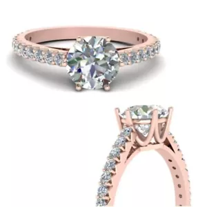 Women Wedding Ring 0.83 Ct IGI GIA Natural Round Cut Diamond Solid 14k Rose Gold - Picture 1 of 11
