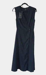 PINKO Size 40 US 4 Anonimo Abito Crepe Stretch Midi Wrap Dress NWT $530 Black - Picture 1 of 13