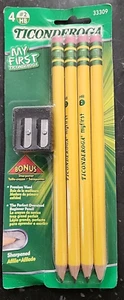 Ticonderoga My First Pre-Sharpened Wooden Pencil 1.3mm #2 Medium Lead 4/Pack - Picture 1 of 3