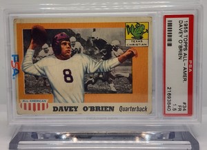 Davey O'Brien Rookie! 1955 Topps All American #34 RC TCU Trophy Named for Him