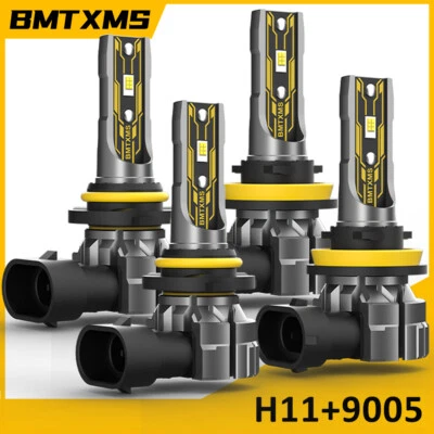 H11 + 9005 4 LED Headight Light Bulbs Fit Kenworth W990 2019-2025 HIGH + LOW Kit - Image 1 of 4