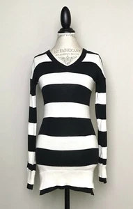 Ivivva Lululemon Girls Black Ivory Striped Tunic Sweater V Neck 12 EUC - Picture 1 of 3