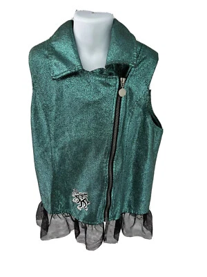 Disney Descendents Vest Girls Large 10 12 Blue Glitter Ruffle Pirate Uma Sparkle - Image 1 of 4