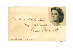 JOAN BENNETT vintage signed index card ACTRESS - Picture 1 of 2