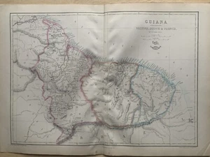 1861 Guiana Hand Coloured Antique Map from Weekly Dispatch - Picture 1 of 3