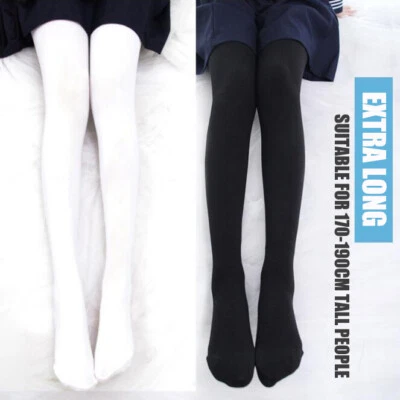 For 170-190cm People Extra Long Women's Tights Pantyhose Velvet 100D Black White - Image 1 of 4