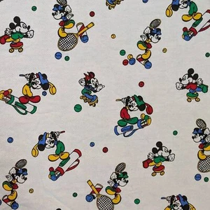 Vintage Mickey and Minnie Mouse Sports Themed Fabric One Sided Fleece Sweatshirt - Picture 1 of 7