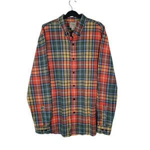 Camicia a quadri L.L.BEAN arancione flanella spessa a quadri manica lunga cotone uomo L - Foto 1 di 4