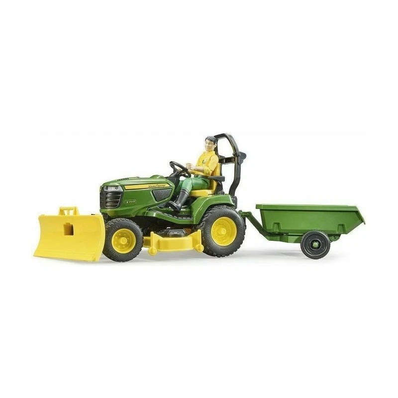 Mezzo agricolo Bruder 62104 John Deere Trattore tosaerba con rimorchio - Immagine 1 di 1