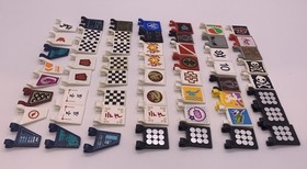 LEGO 2x2 Printed FLAGS ~Cross Shield Crest Jolly Roger Crossbones Checkered