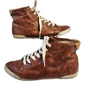 Frye Damen 9 M Melanie Chukka Leder Turnschuhe Cognac Used-Look hoher Schuh - Bild 1 von 15