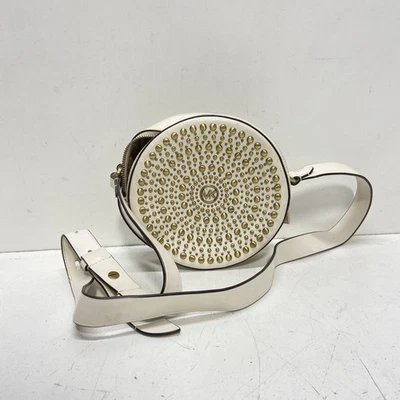 Michael Kors White Leather Studded Crossbody Handbag Adjustable Strap - Image 1 of 4