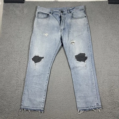 Pantalones de mezclilla John Elliott para hombre talla 34 (37x28,5) lavado ligero desgastado botón mosca Foto 1 de 4