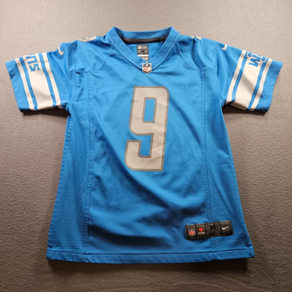 Camiseta Nike Detroit Lions #9 Stafford Juvenil Talla Mediana Sobre el Campo Oficial NFL Foto 1 de 4