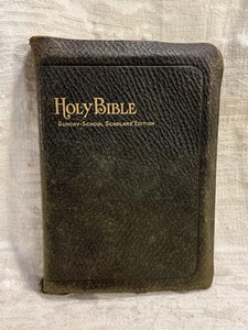 1900'sHoly Bible Sunday School Scholars Edition Holman Antique Worn Leather-8093 - Picture 1 of 12