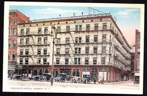 Postcard New York NY Albany Rare View Keeler's Hotel & Bathhouse Old Cars 1910s - Picture 1 of 2