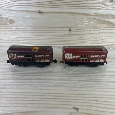 MARX Train 59 Union Pacific Tin Lithographed Cattle Longhorn Cow Train Cars (2) - Image 1 of 4