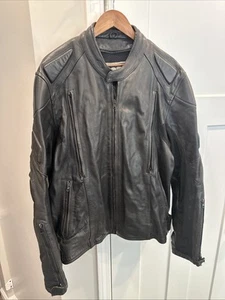 Motorradjacke mit Straßenzulassung gepolstert Leder schwarz XXL Motorrad Fahrausrüstung schützen - Bild 1 von 14