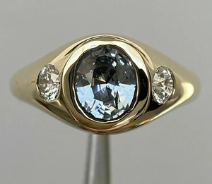 2.00 Ct Lab Created Aquamarine Engagement Gypsy Ring 14K Yellow Gold Plated - Picture 1 of 10