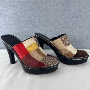 Coach Y2K Kieran Damen Gr. 6 Patchwork Clog Absätze Wildleder Plateau Boho - Bild 1 von 8