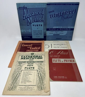 VTG MUSIC: Flute & Piccolo Sheet Music - 5 PB Lot w/ Sheet Music - Rubank Foto 1 de 4