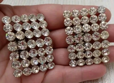 Juego de pinzas de zapatos vintage blancas plateadas con diamantes de imitación piedras brillantes  Foto 1 de 4