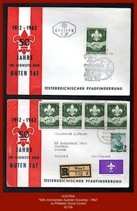 AUSTRIA 1962 - "50th Anniversary Scouting" - 2x Scout Covers incl Registered ^ - Picture 1 of 1