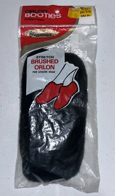 Calcetines botines Orlon cepillados de colección difíciles de encontrar negros nos Foto 1 de 4