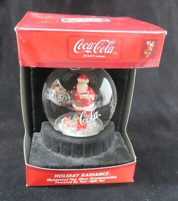 Coca Cola Coleccionable - Adorno de Vidrio Iluminado Resplandor de Vacaciones SANTA NUEVO EN CAJA Foto 1 de 4