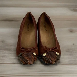 Vionic Ballerinas Gr. 7 Schlangenmuster Cap Toe Komfort Ballerinas Wildleder Schleife - Bild 1 von 7