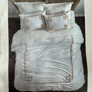 Villa Noble Excellence Greek Key 2 King Shams Blush Pink 100% Cotton - Picture 1 of 6