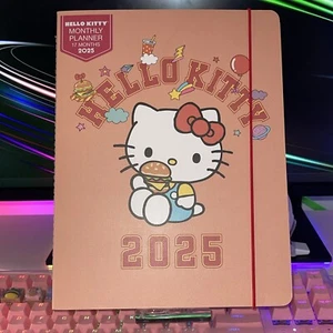 2024 2025 Sanrio Hello Kitty Monthly Planner Calendar Orange Food Burger Science - Picture 1 of 13