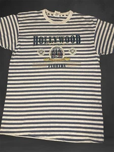 Vintage 1980s-90s Belton Hollywood Florida Striped Nautical Tee XL USA Made - Picture 1 of 7