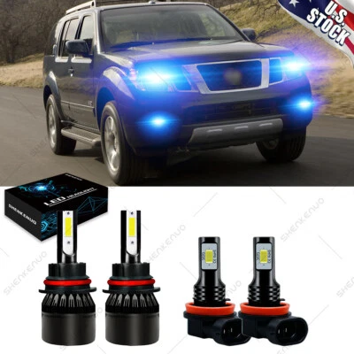 For Nissan Pathfinder 2005-2012 8000K LED Headlight Hi/Lo Beam + Fog Light Bulbs - Image 1 of 4