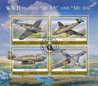 WWII MESSERSCHMITT Bf.109 / Me.262 Aircraft CTO Stamp Sheet (2020 Maldives)