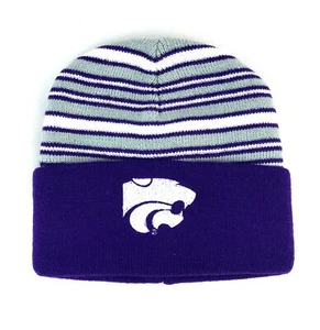 Kansas State Wildcats NCAA Toddler Beanie Hat Cap Cuff Purple Gray White Stripes - Picture 1 of 2