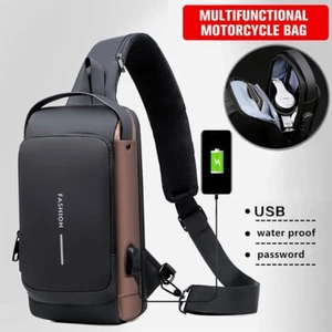 Borsa a tracolla antifurto ricarica USB sport imbracatura borse petto zaino da giorno - Foto 1 di 14