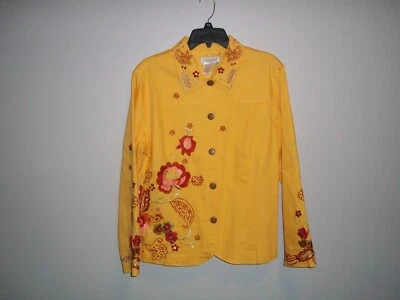 Chaqueta Coldwater Creek Bordada Amarillo Sol Talla L Foto 1 de 4