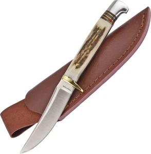 Frost Cutlery Trophy Fixed Knife 3.38" Stainless Steel Bowie Blade Stag Handle - Picture 1 of 1