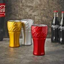 Set of 6 350ml Hi Ball Drinking Mirror Coca Cola Coke Metallic Coloured Glasses