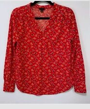 Ann Taylor Factory top Blouse, long  sleeve small. Red. Floral 